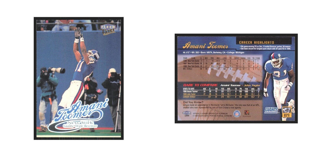 Amani Toomer 1999 Fleer Ultra #109 New York Giants Football Card NM