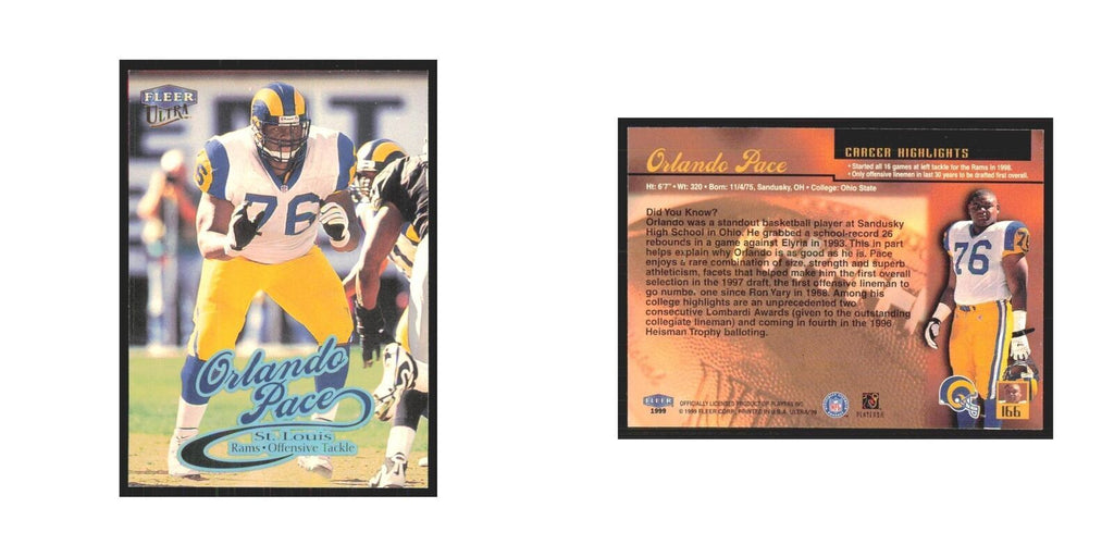 Orlando Pace 1999 Fleer Ultra #166 St. Louis Rams Football Card NM