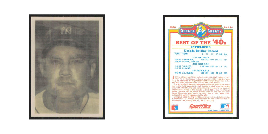 Mize Gordon Kell 1986 Sportflics Decade Greats #24.0 Baseball Card NM