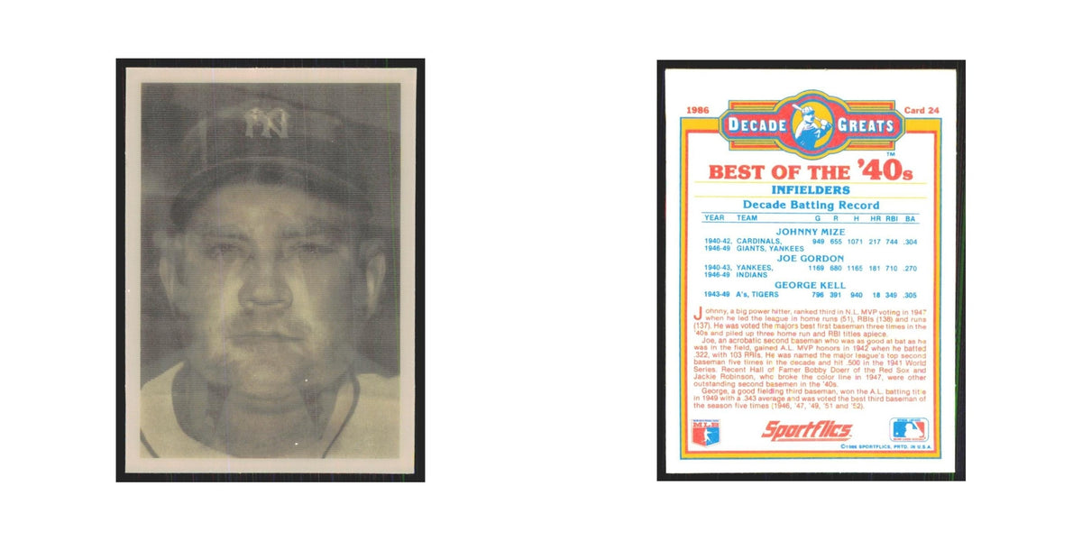 Mize Gordon Kell 1986 Sportflics Decade Greats #24.0 Baseball Card NM