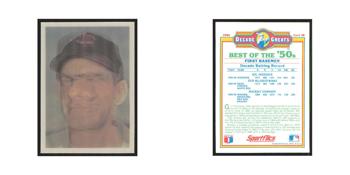 Hodges Kluszewski Vernon 1986 Sportflics Decade Greats #38.0 Baseball Card NM