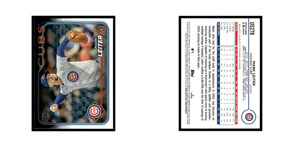 Mark Leiter 2024 Topps Update #US278 Chicago Cubs Baseball Card NM