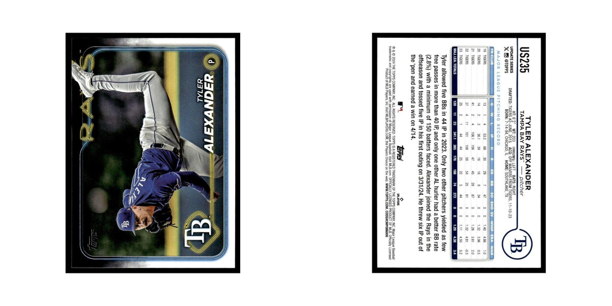 Tyler Alexander 2024 Topps Update #US235 Tampa Bay Rays Baseball Card NM