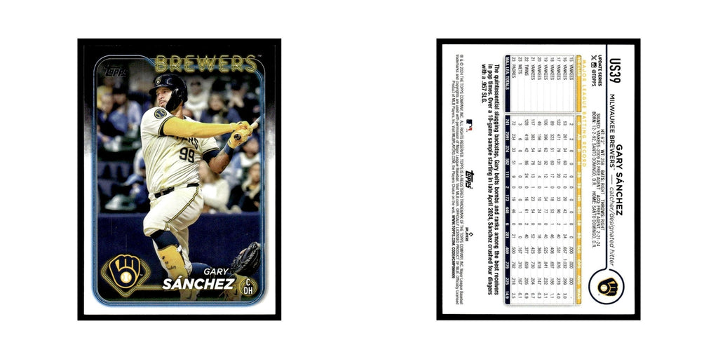 Gary Sanchez 2024 Topps Update #US39 Milwaukee Brewers Baseball Card NM