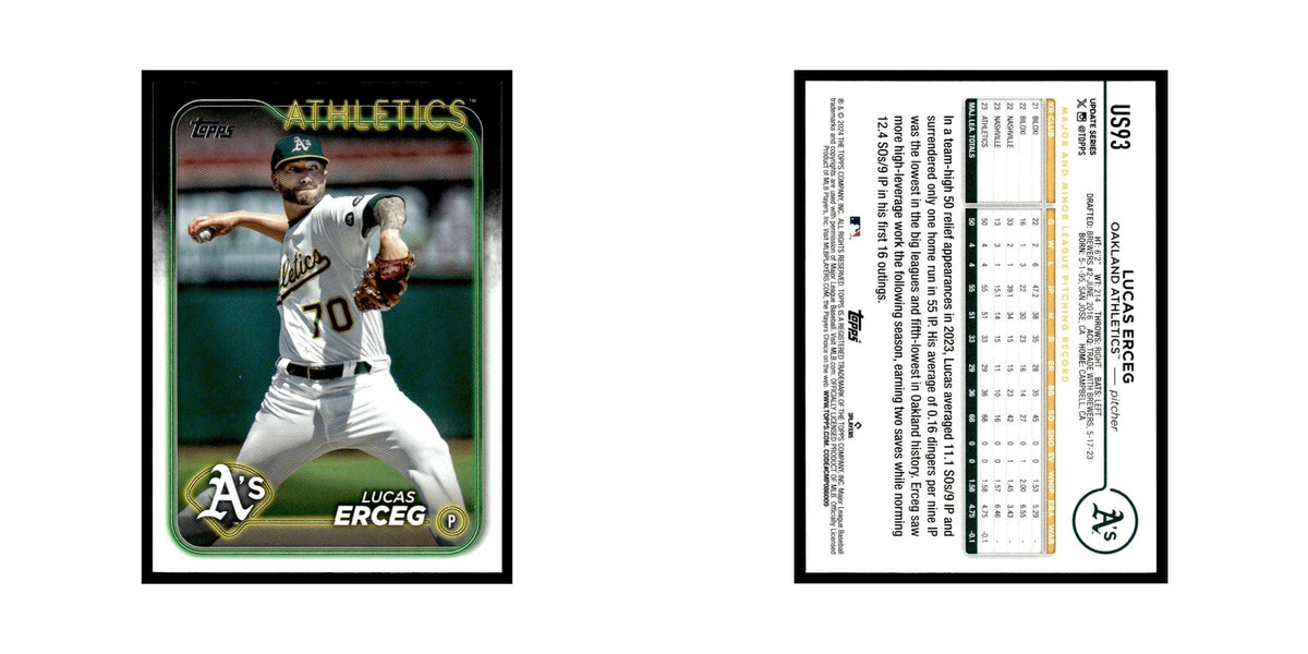 Lucas Erceg 2024 Topps Update #US93 Oakland Athletics Baseball Card NM