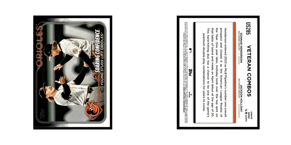 Jackson Holliday   Gunnar Henderson 2024 Topps Update #US285 Orioles NM