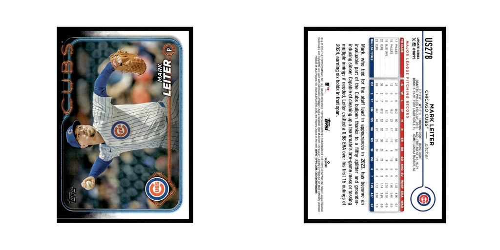 Mark Leiter 2024 Topps Update #US278 Chicago Cubs Baseball Card NM