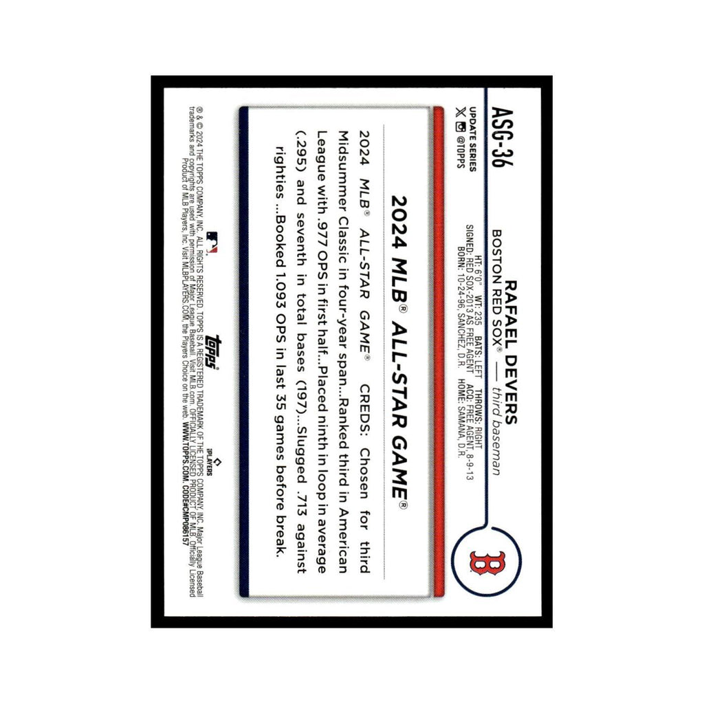 Rafael Devers 2024 Topps Update #ASG-36 Boston Red Sox Baseball Card NM