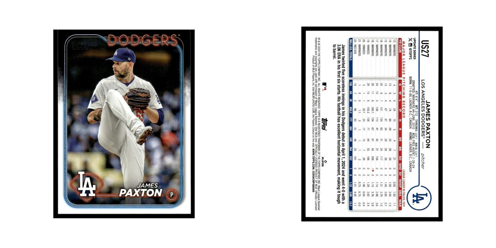 James Paxton 2024 Topps Update #US27 Los Angeles Dodgers Baseball Card NM