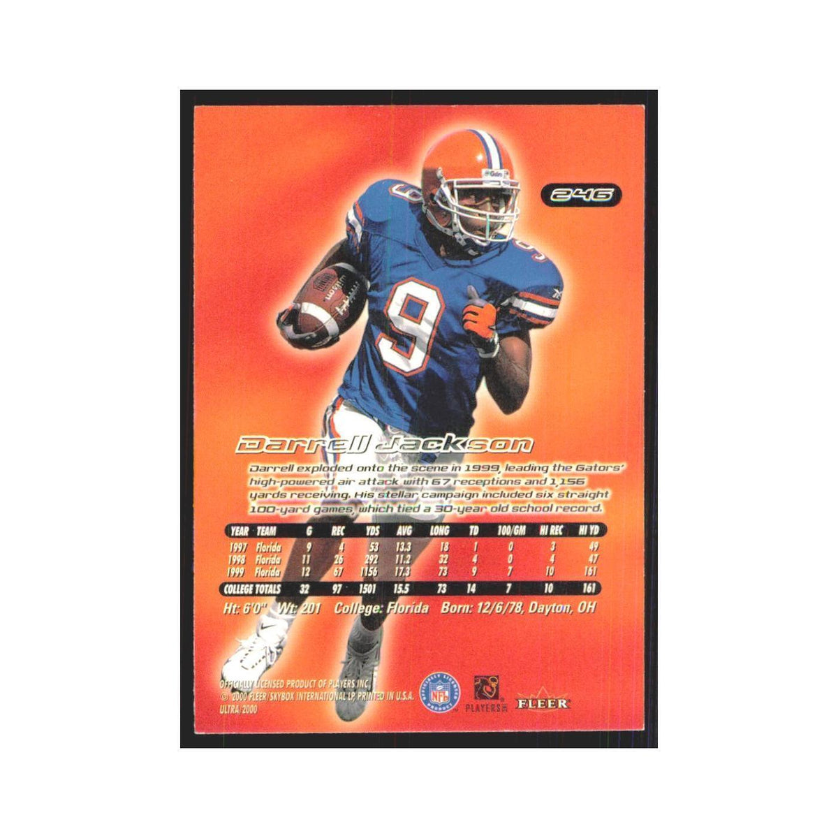 Darrell Jackson Rookie 2000 Fleer Ultra #246 Seattle Seahawks Football Card NM