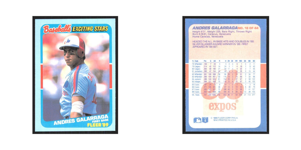Andres Galarraga 1989 Fleer Exciting Stars #13.0 Montreal Expos Baseball Card NM
