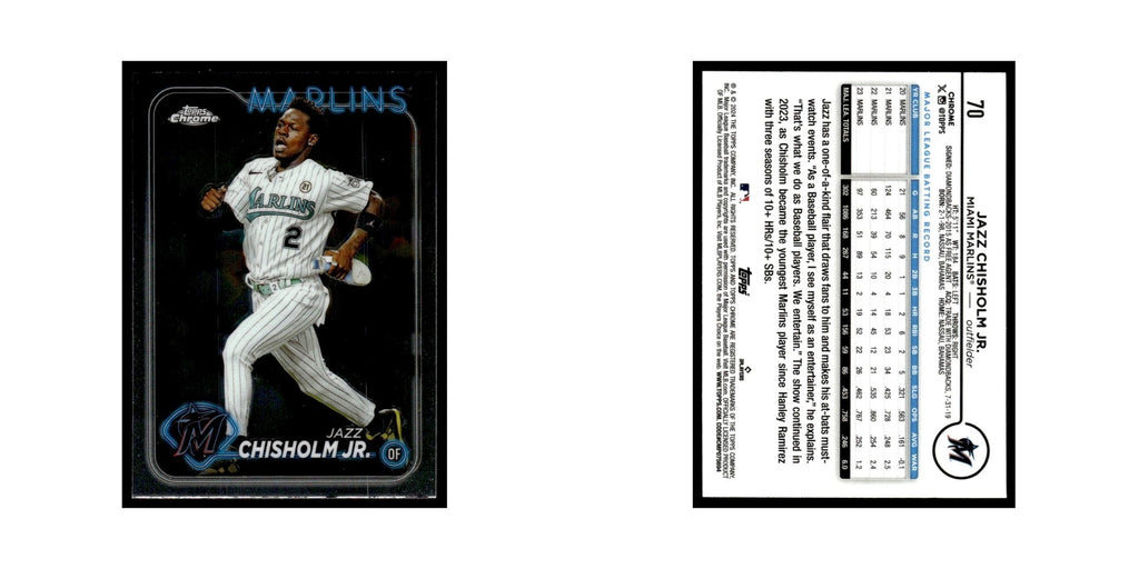 Jazz Chisholm Jr. 2024 Topps Chrome #70 Miami Marlins Baseball Card NM