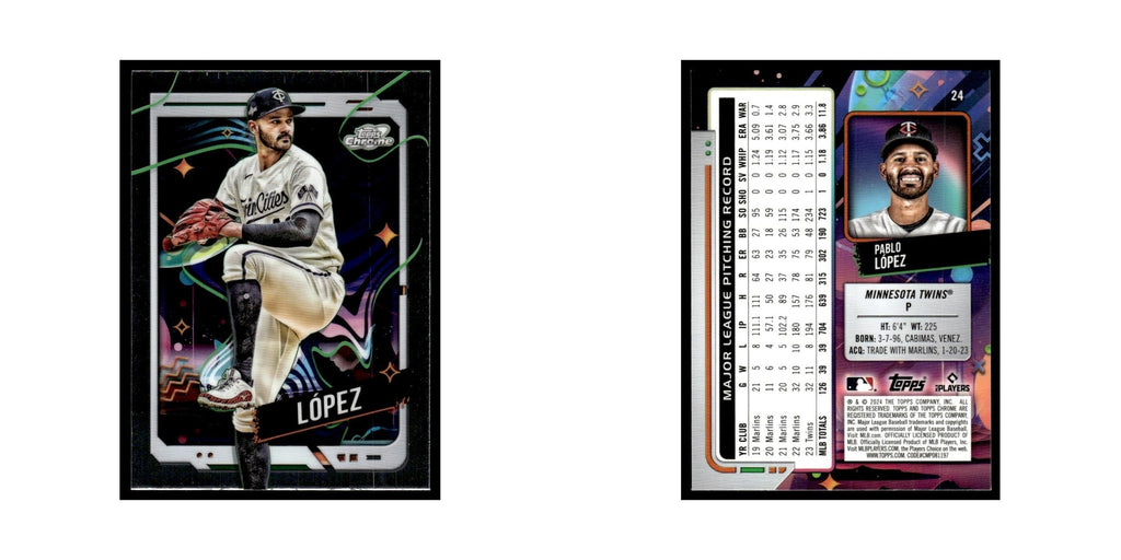 Pablo Lopez 2024 Topps Chrome Cosmic #24 Minnesota Twins Baseball Card NM