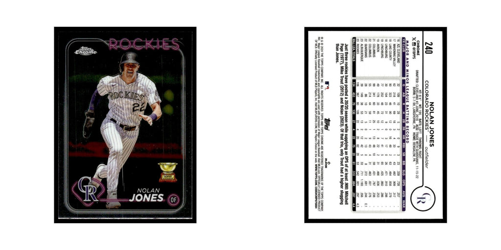 Nolan Jones 2024 Topps Chrome #240 Colorado Rockies Baseball Card NM