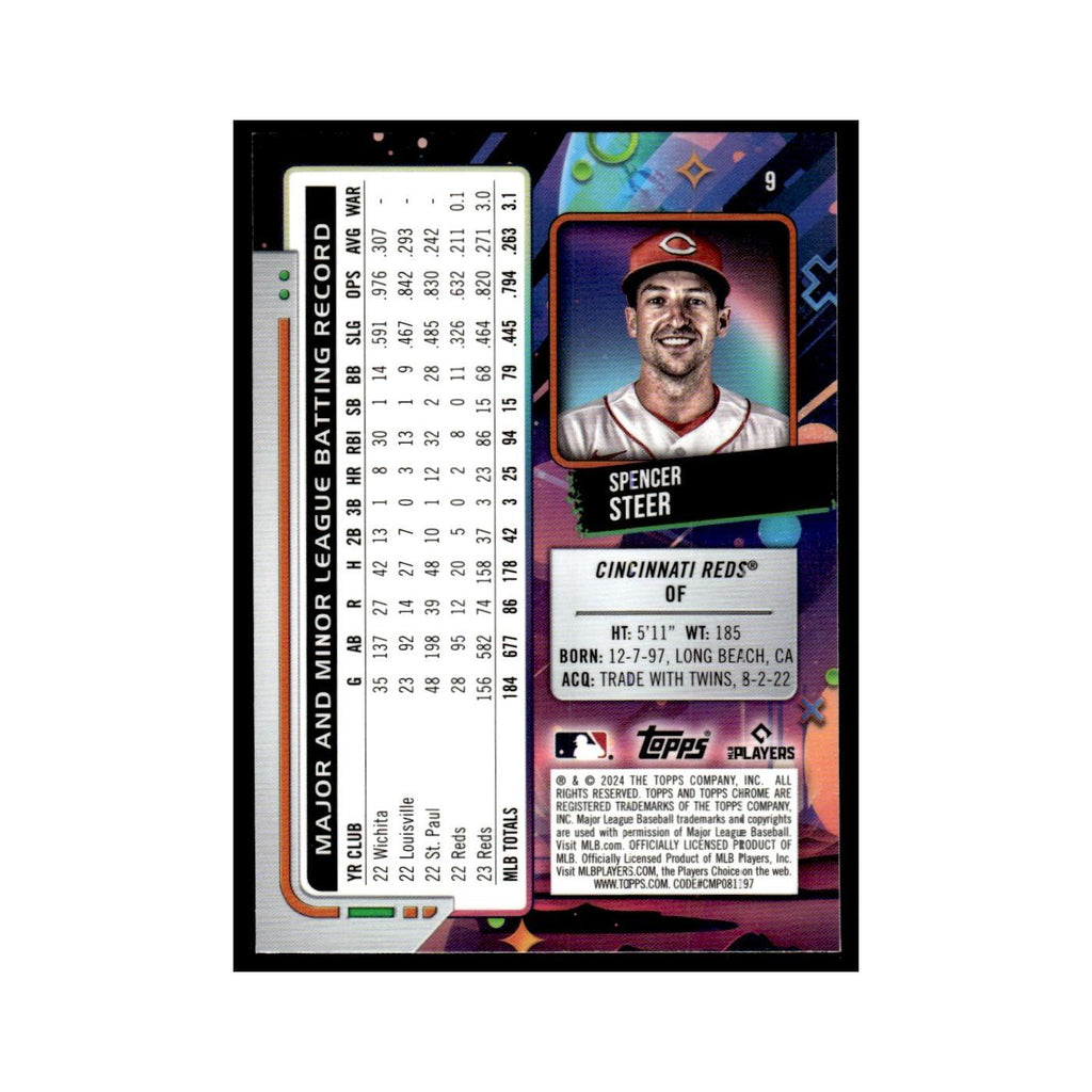 Spencer Steer 2024 Topps Chrome Cosmic #9 Cincinnati Reds Baseball Card NM