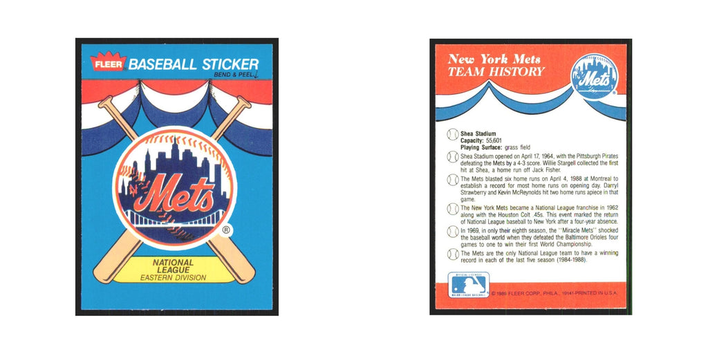Team History 1989 Fleer Exciting Stars #nan New York Mets Baseball Card NM