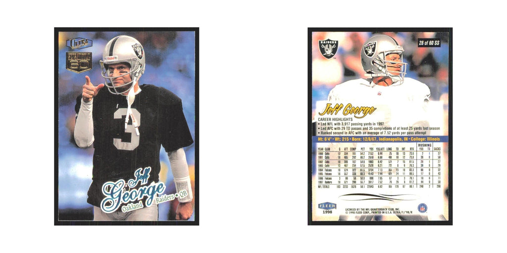 Jeff George 1998 Fleer Ultra #20 Oakland Raiders Football Card NM