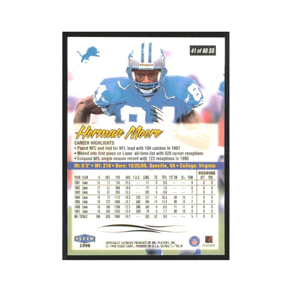 Herman Moore 1998 Fleer Ultra #41 Detroit Lions Football Card NM