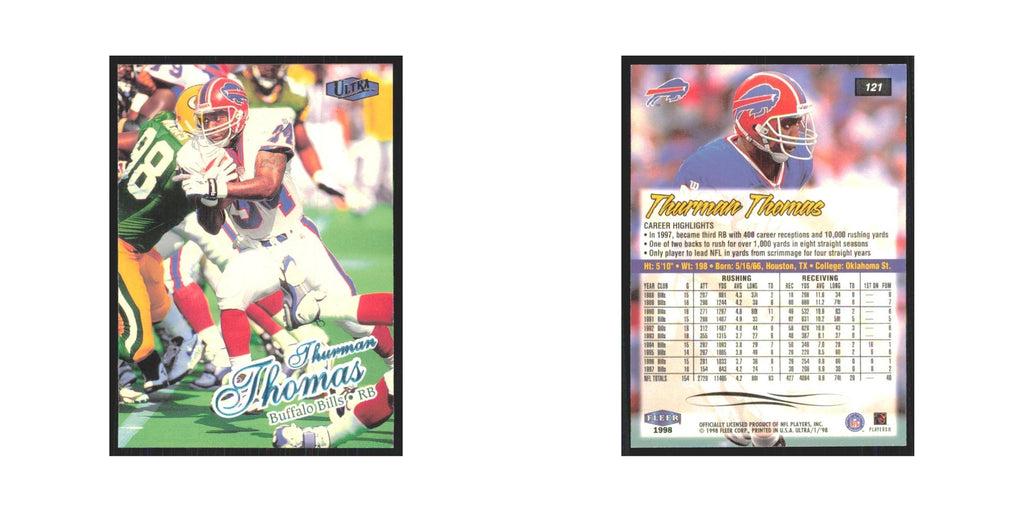 Thurman Thomas 1998 Fleer Ultra #121 Buffalo Bills Football Card NM