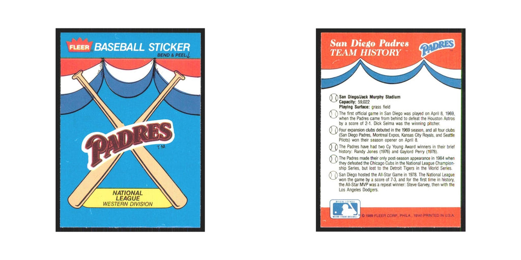 Tem History 1989 Fleer Exciting Stars #nan San Diego Padres Baseball Card NM