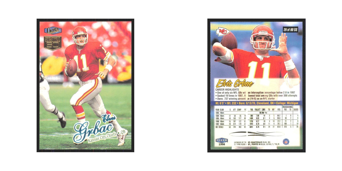 Elvis Grbac 1998 Fleer Ultra #29 Kansas City Chiefs Football Card NM