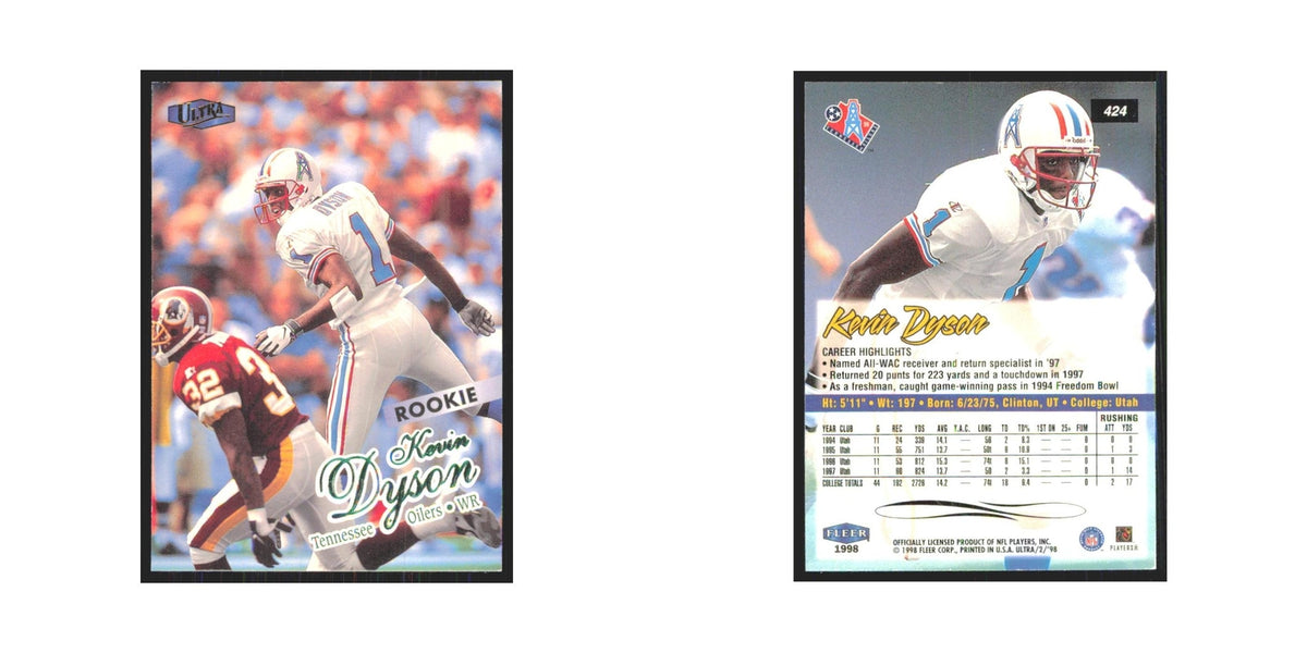 Kevin Dyson Rookie 1998 Fleer Ultra #424 Tennessee Oilers Football Card NM