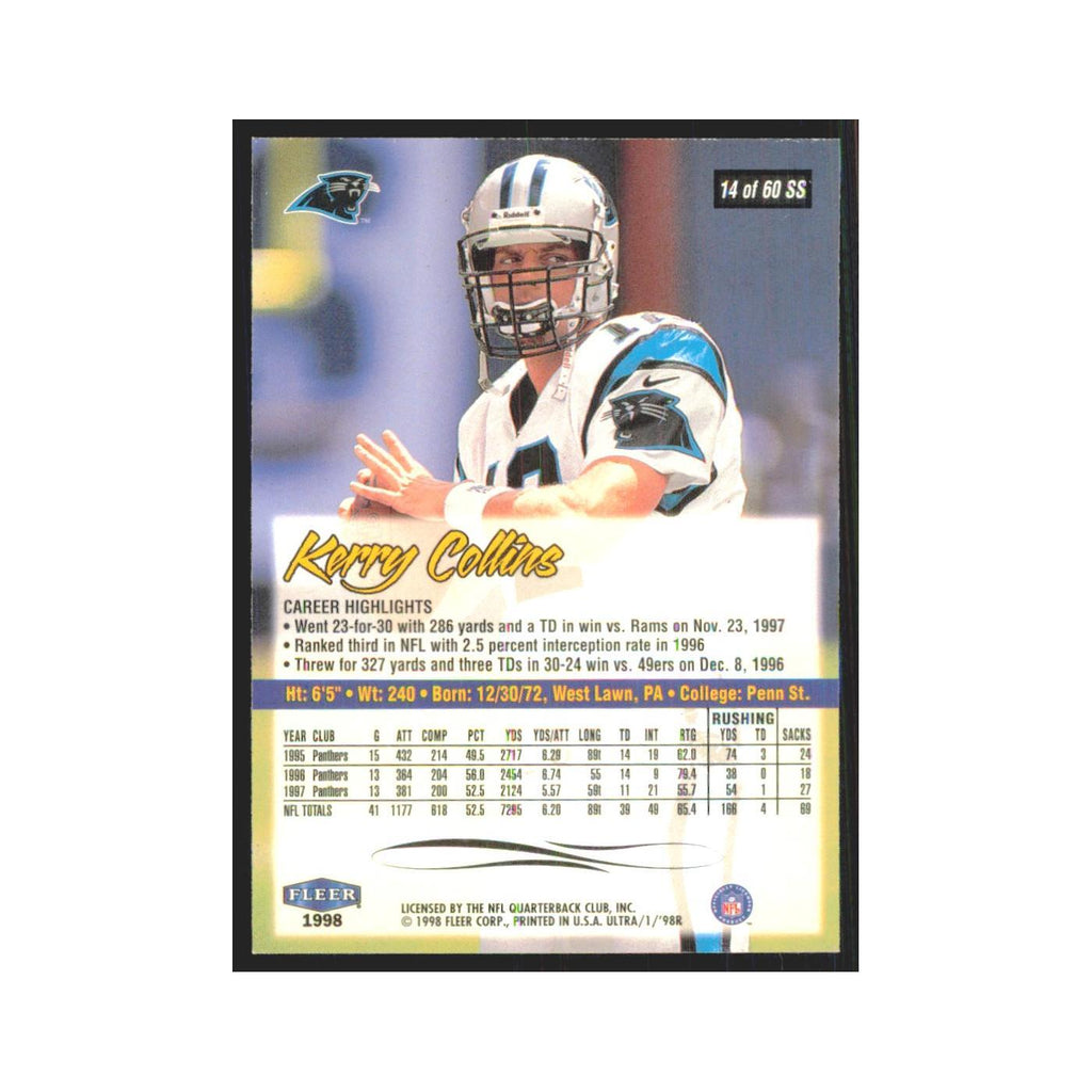 Kerry Collins 1998 Fleer Ultra #14 Carolina Panthers Football Card NM