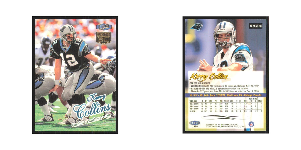 Kerry Collins 1998 Fleer Ultra #14 Carolina Panthers Football Card NM