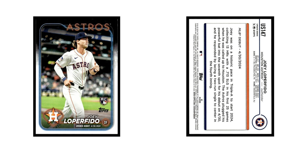 Joey Loperfido Rookie 2024 Topps Update #US147 Houston Astros Baseball Card NM