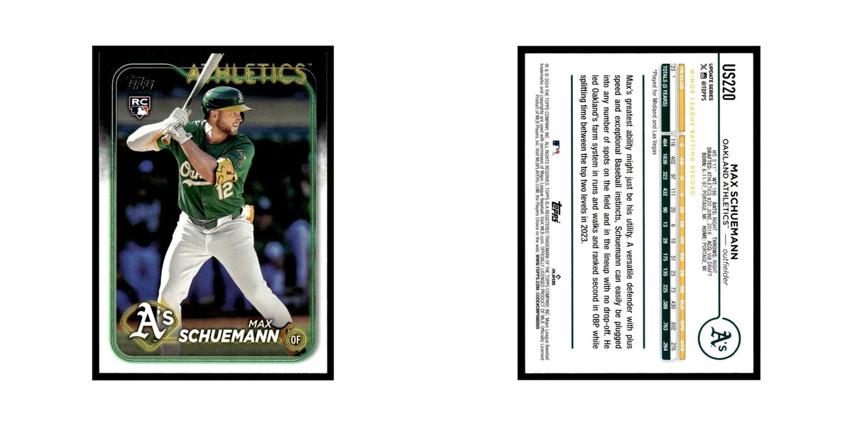 Max Schuemann Rookie 2024 Topps Update #US220 Oakland Athletics Baseball Card NM