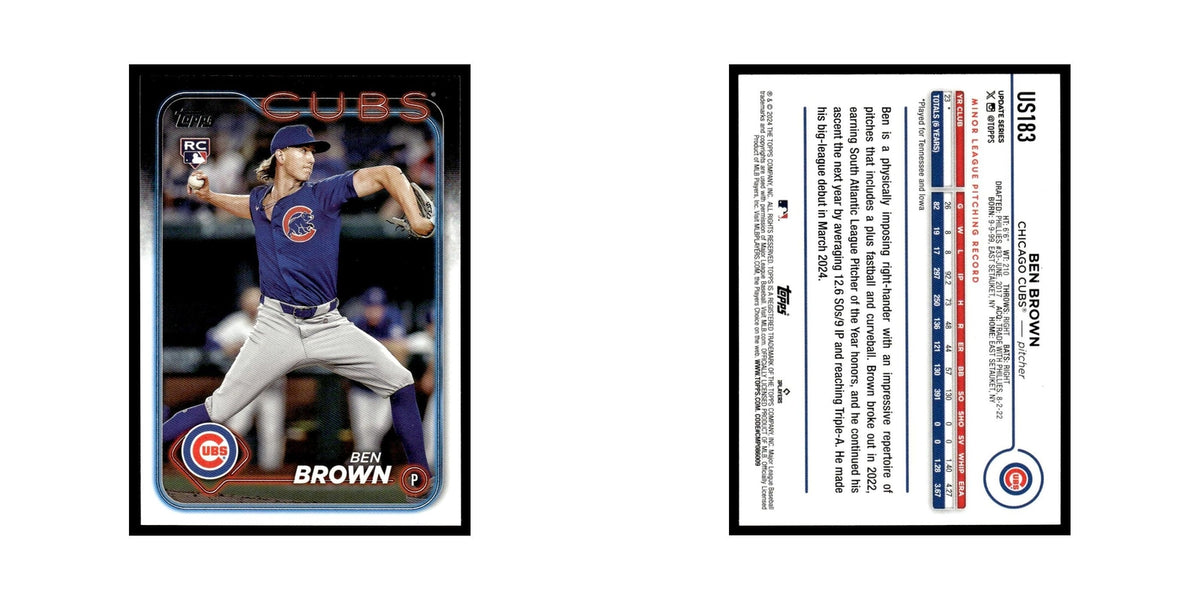 Ben Brown Rookie 2024 Topps Update #US183 Chicago Cubs Baseball Card NM