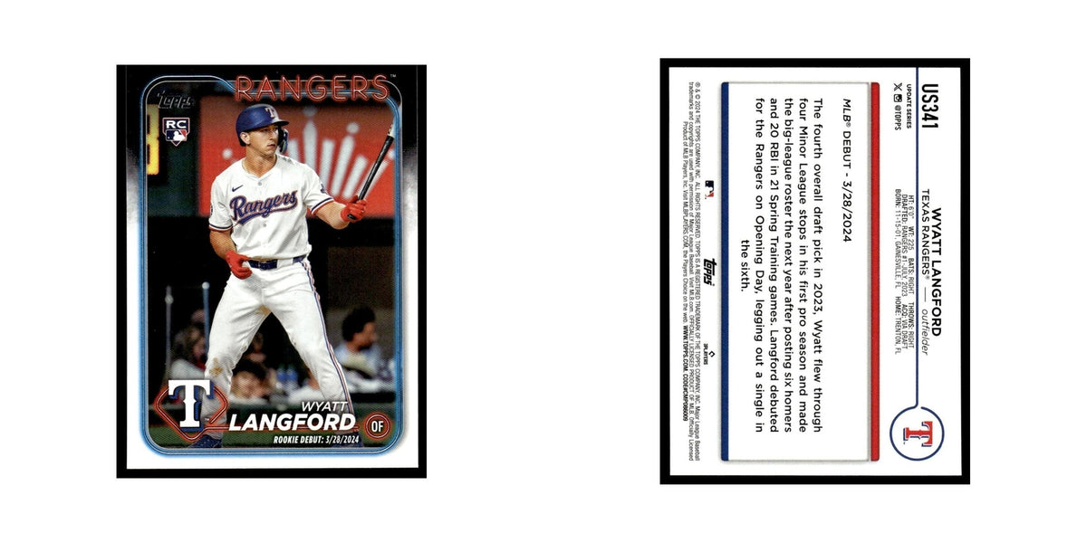 Wyatt Langford Rookie 2024 Topps Update #US341 Texas Rangers Baseball Card NM