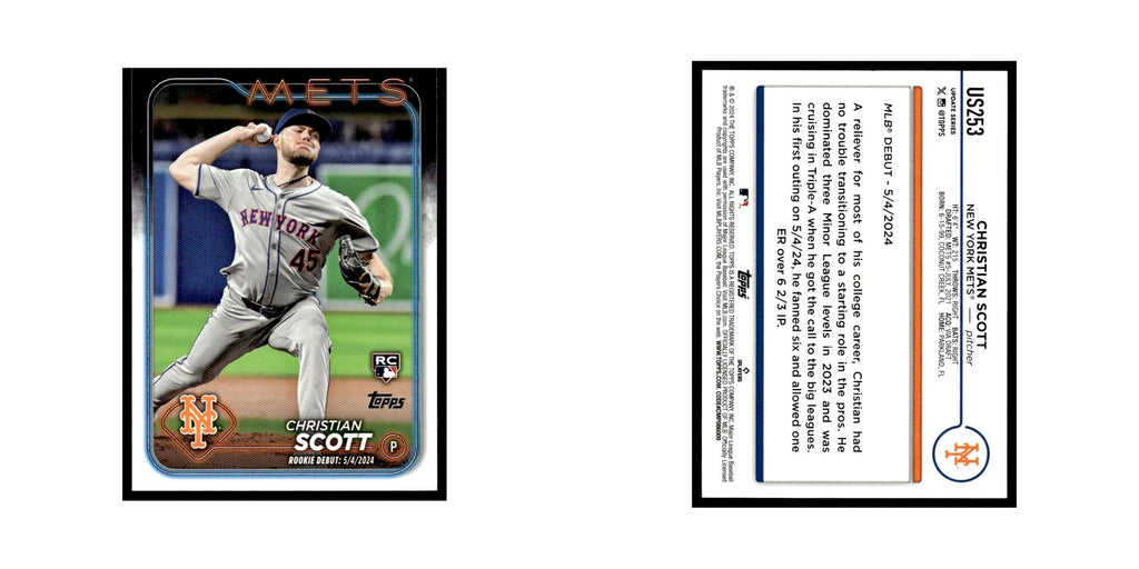 Christian Scott Rookie 2024 Topps Update #US253 New York Mets Baseball Card NM