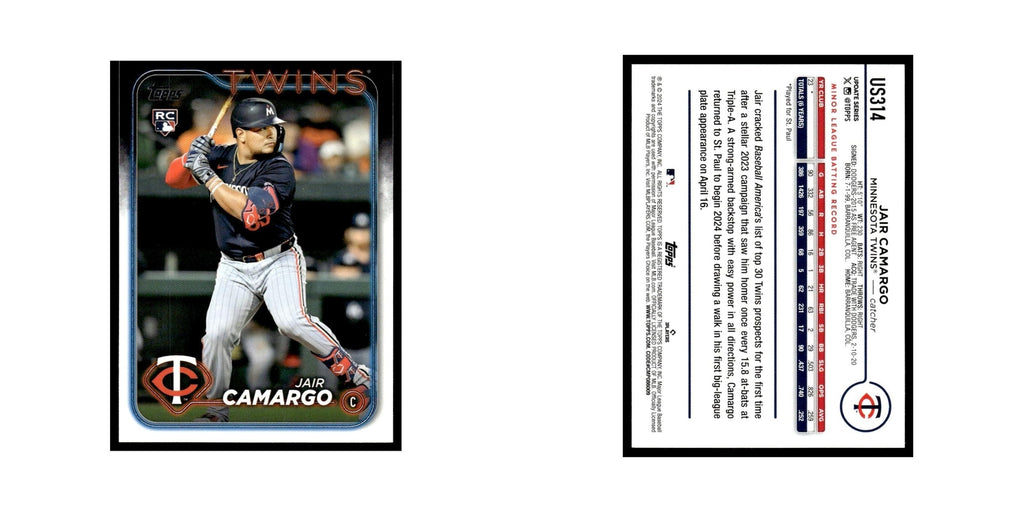 Jair Camargo Rookie 2024 Topps Update #US314 Minnesota Twins Baseball Card NM