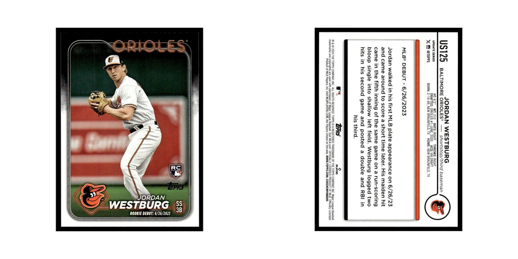 Jordan Westburg Rookie 2024 Topps Update #US125 Baltimore Orioles NM