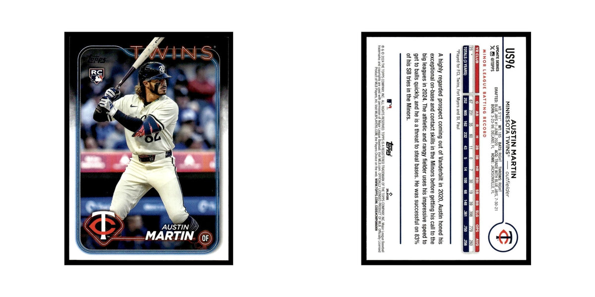 Austin Martin Rookie 2024 Topps Update #US96 Minnesota Twins Baseball Card NM
