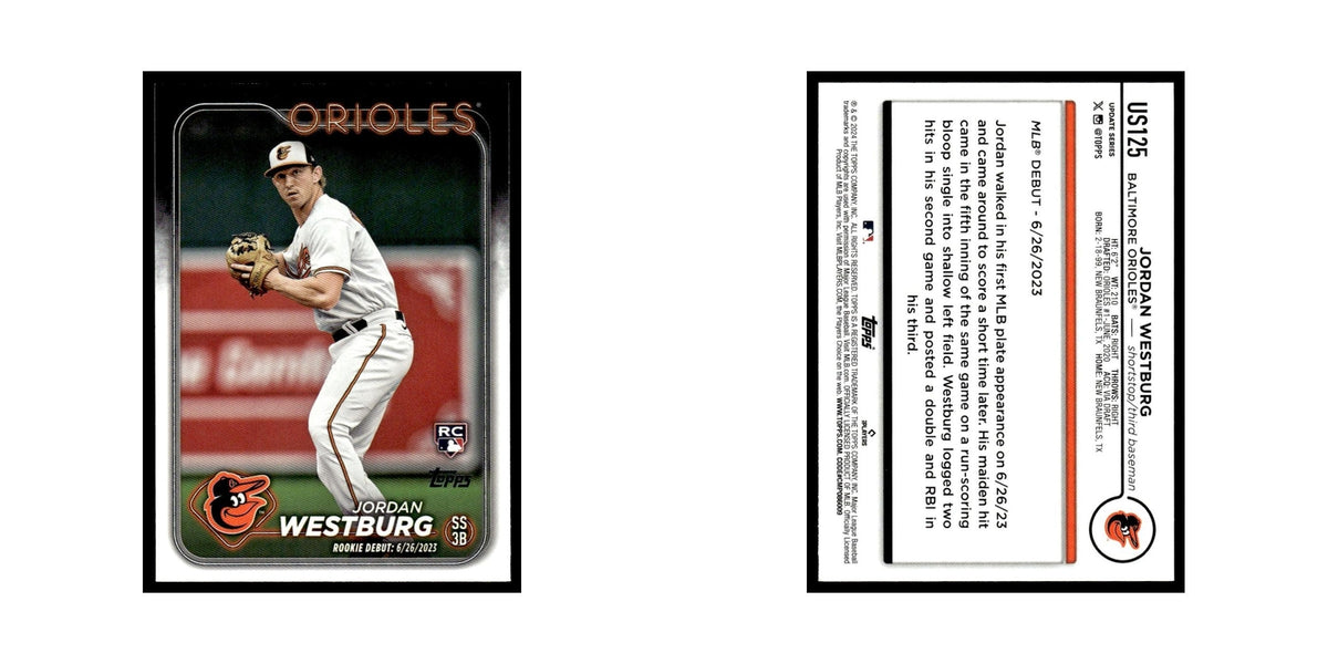 Jordan Westburg Rookie 2024 Topps Update #US125 Baltimore Orioles NM