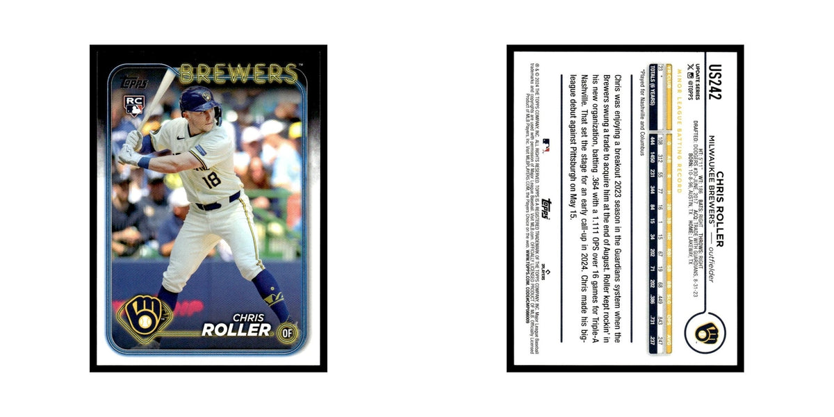Chris Roller Rookie 2024 Topps Update #US242 Milwaukee Brewers Baseball Card NM