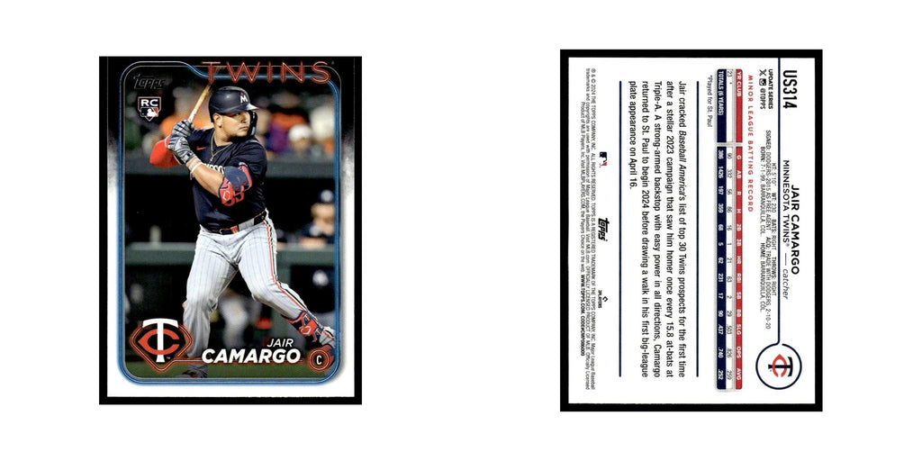 Jair Camargo Rookie 2024 Topps Update #US314 Minnesota Twins Baseball Card NM
