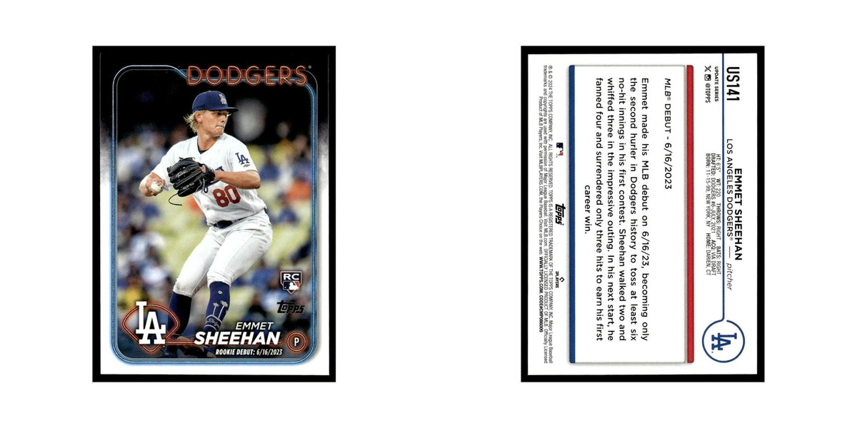Emmet Sheehan Rookie 2024 Topps Update #US141 Los Angeles Dodgers NM