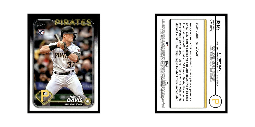 Henry Davis Rookie 2024 Topps Update #US162 Pittsburgh Pirates Baseball Card NM