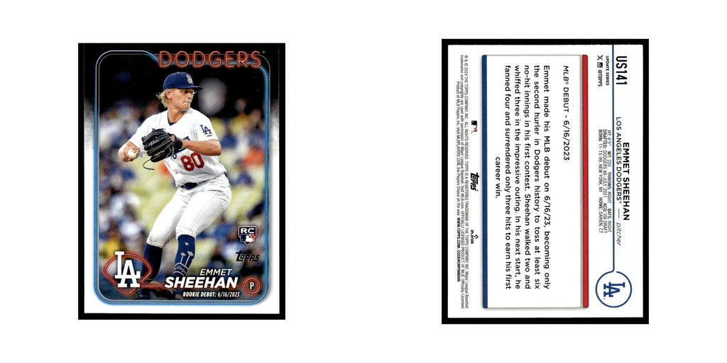 Emmet Sheehan Rookie 2024 Topps Update #US141 Los Angeles Dodgers NM