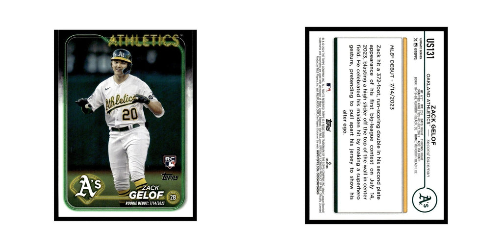 Zack Gelof Rookie 2024 Topps Update #US131 Oakland Athletics Baseball Card NM
