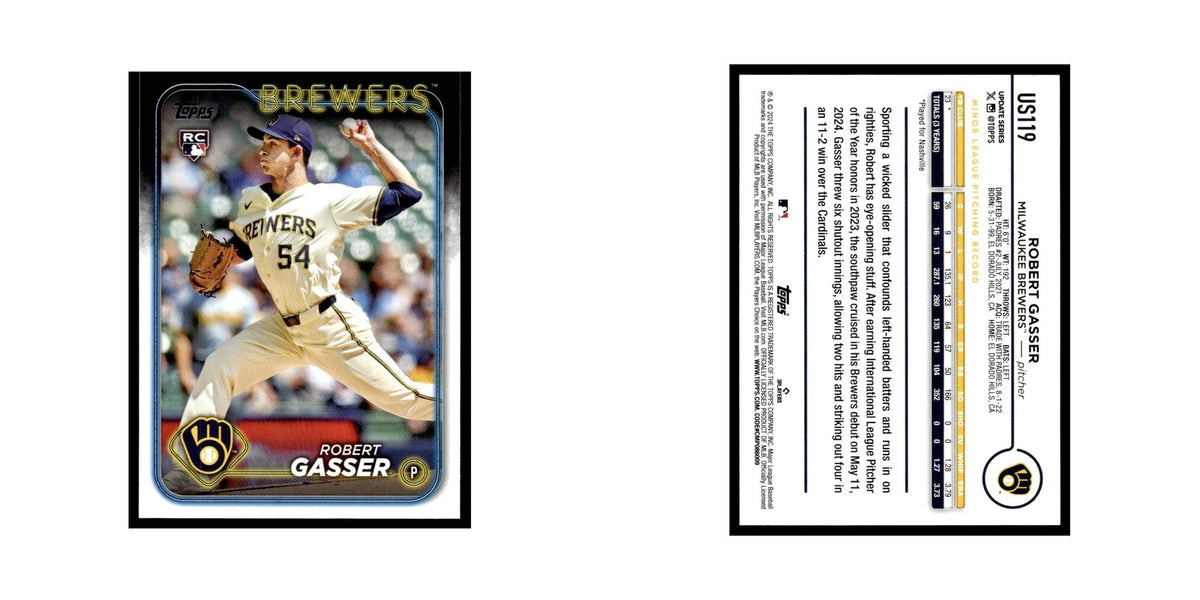 Robert Gasser Rookie 2024 Topps Update #US119 Milwaukee Brewers Baseball Card NM