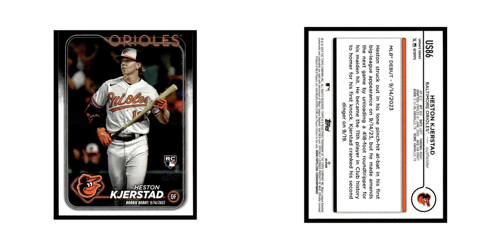 Heston Kjerstad Rookie 2024 Topps Update #US86 Baltimore Orioles NM