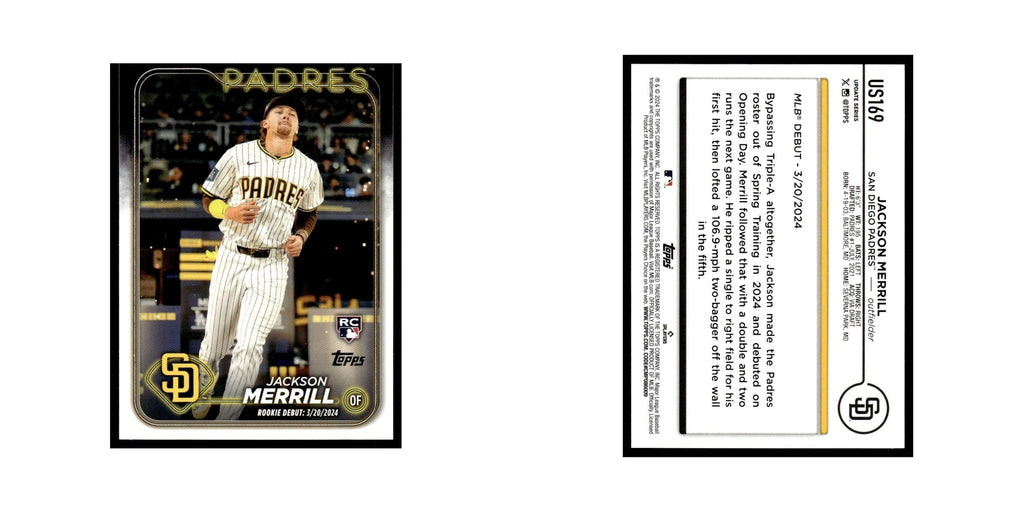 Jackson Merrill Rookie 2024 Topps Update #US169 San Diego Padres NM