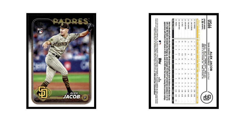 Alek Jacob Rookie 2024 Topps Update #US66 San Diego Padres Baseball Card NM