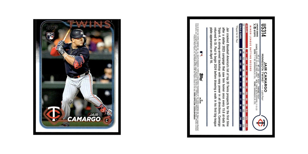 Jair Camargo Rookie 2024 Topps Update #US314 Minnesota Twins Baseball Card NM