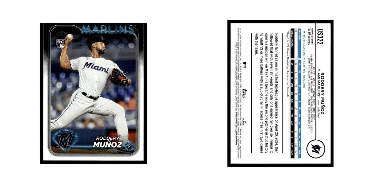 Roddery Munoz Rookie 2024 Topps Update #US322 Miami Marlins Baseball Card NM