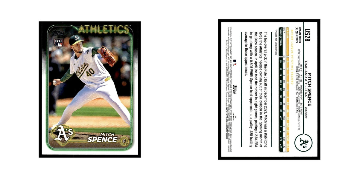 Mitch Spence Rookie 2024 Topps Update #US28 Oakland Athletics Baseball Card NM